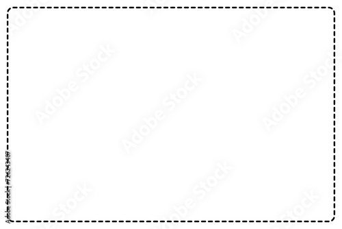 Black frame outline and dotted line,  rectangle shape, geometric, isolated.  Transparent background and copy space or empty. png