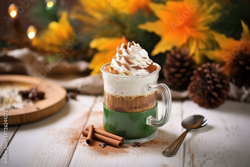 hot chocolate with whipped cream and cocoa powder topping