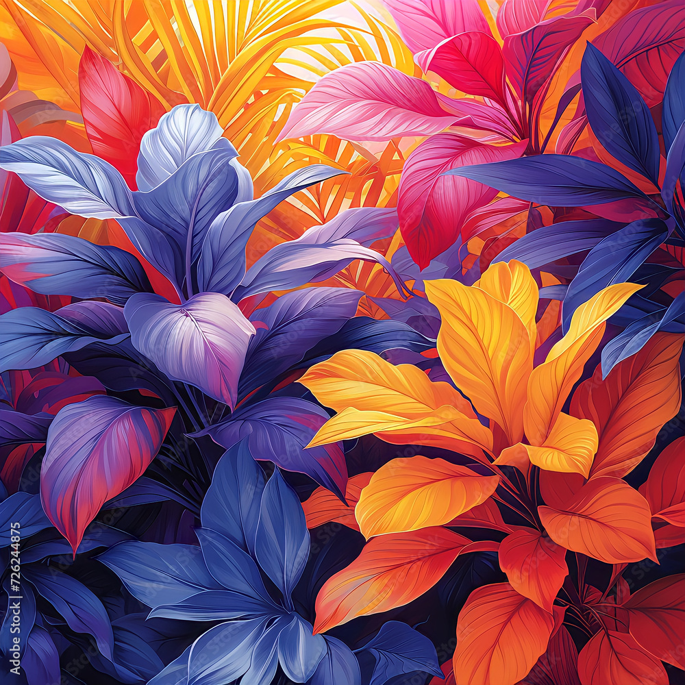 Tropical background in Vibrant bright colors