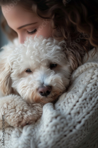 Girl hug with dog human with dog good friend concept