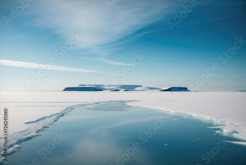 panoramic Seascape and Frozen Lake Horizon in Iceland Nature's Contrast Wide Horizon with Frozen 