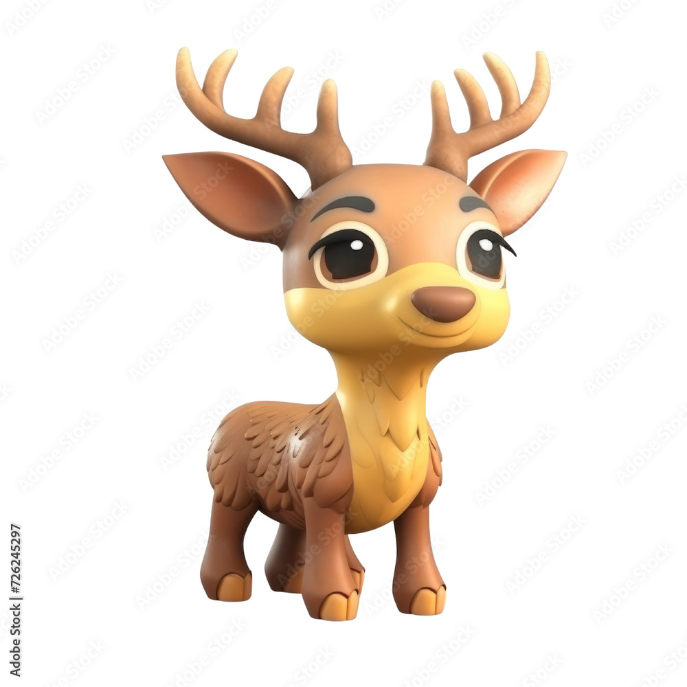 Cartoon Deer PNG Cutout, Generative AI Cartoon Deer PNG Cutout, Generative AI