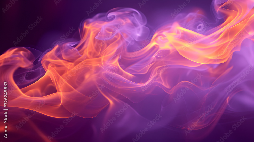 Purple orange flames and smoke, light painting