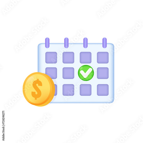 Subscription payment, monthly subscription auto-renewal icon. 3d vector icon.