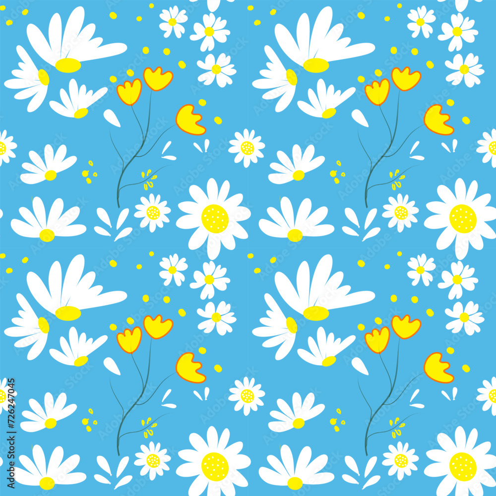 Obraz premium seamless background with camomiles, Beautiful pattern background for decoration