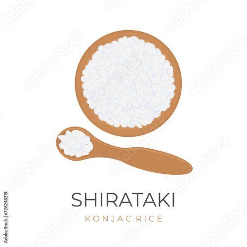 White shirataki rice vector illustration logo
