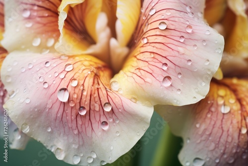close-up picture of blooming irises with water droplets