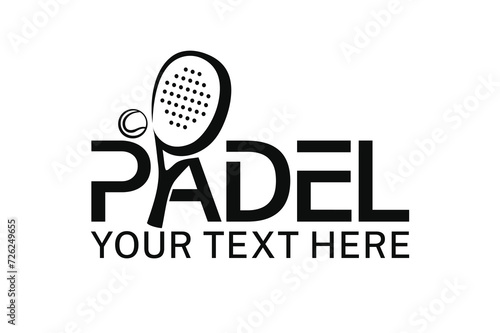 Padel logo, padel racket and ball logo design vector