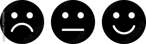 Smile icon. Emoticons simple line icon negative, neutral and positive, sketch doodle sign. Vector illustration.