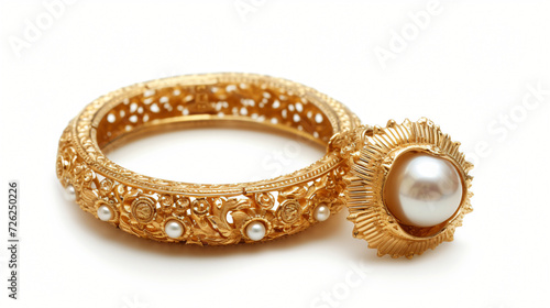 Elegant golden bracelet and ring