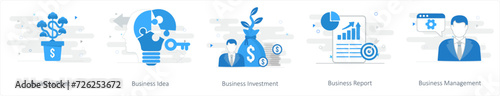 A set of 5 mix icons as business plant, business idea, business investment