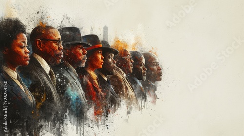 Black History Month: a colorful abstract illustration of a group of good-looking black people Juneteenth racial equality and justice racism and discrimination