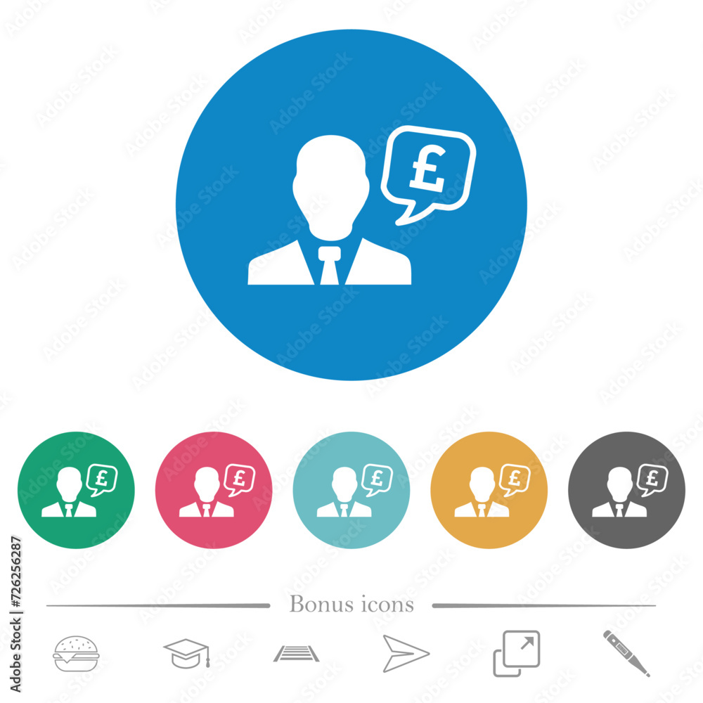 English Pound financial advisor flat round icons English Pound financial advisor flat round icons