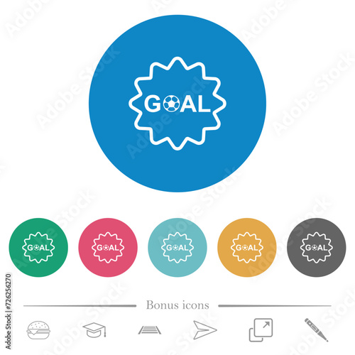 Goal sticker with sharp edges outline flat round icons