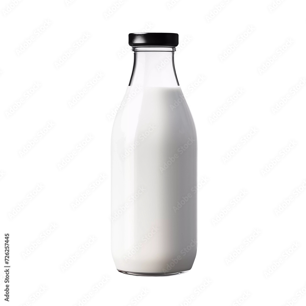 Milk bottle mockup on transparent background. Generative ai. Milk bottle mockup on transparent background. Generative ai.