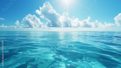 Pure water with a serene sea landscape, natural refreshment