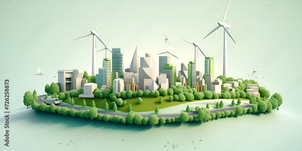 Renewable and Sustainable Energy Concept Environmental Protection Green Energy AI Generative 