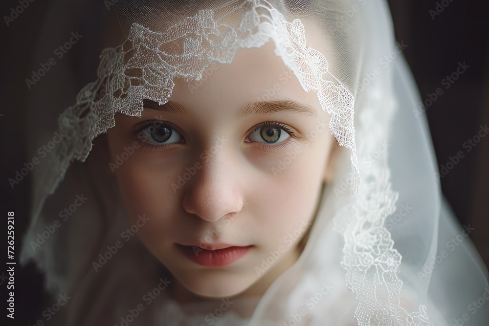 Girl wedding veil studio photo art beauty. Dress party portrait female bridal. Generate Ai Girl wedding veil studio photo art beauty. Dress party portrait female bridal. Generate Ai