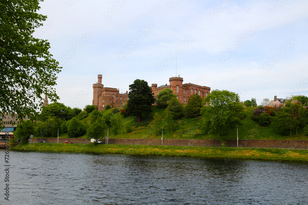 Scotland-Inverness Castle is a cliff-top castle over the River Ness in the city of Inverness in the Highlands