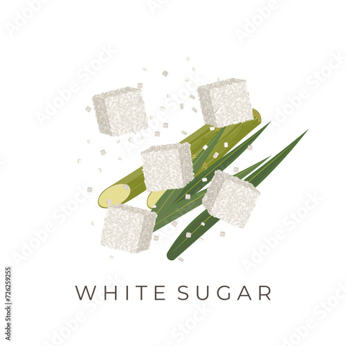 Sugar cube or white sugar cube vector illustration logo