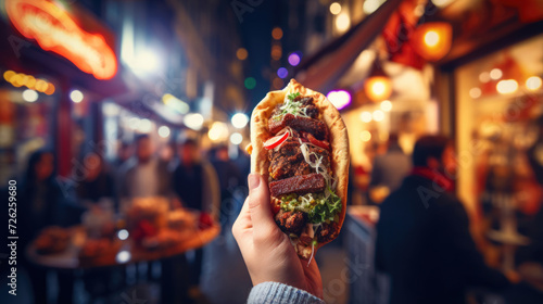 Istanbul,  Turkey: People enjoying D√∂ner kebab and Turkish delight delivered photo