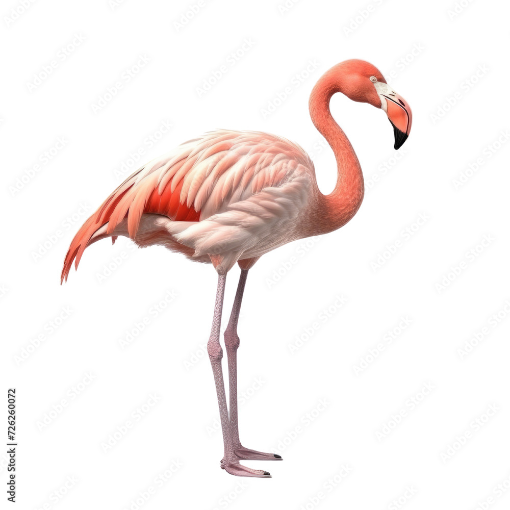 Cartoon Flamingo PNG Cutout, Generative AI