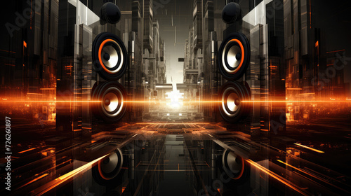 Urban Sound Rush Dynamic Speakers Racing Through City Streets