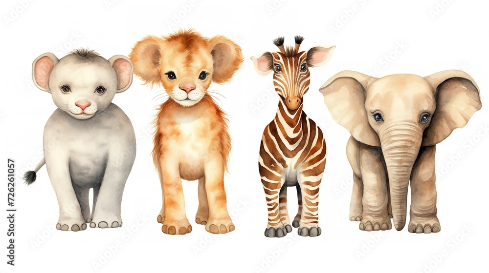 Cute Giraffe, Tiger, and Elephant in Cartoon Style
Cute Giraffe, Tiger, and Elephant in Cartoon Style