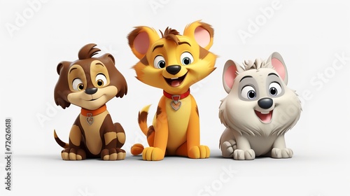 Cutout Set of 3 Cartoon Animal Toys Characters