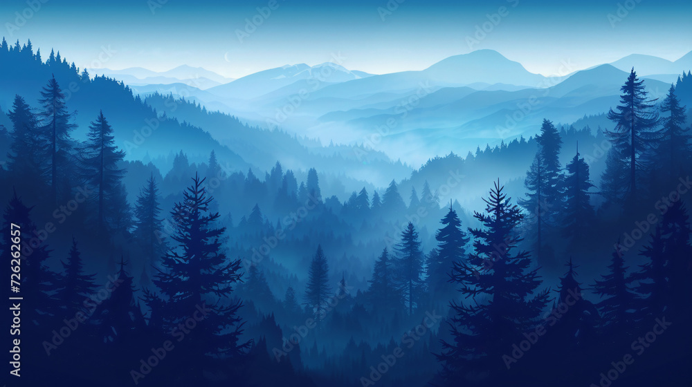 Pine forest illustration background