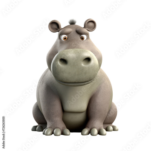 Cartoon Hippopotamus PNG Cutout  Generative AI