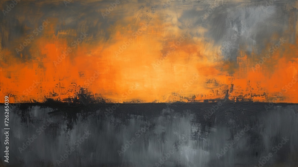 abstract art, modern painting, gray and orange wall art