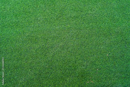 Green artificial grass natural background, top view.