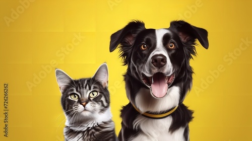 Grey Striped Tabby Cat and a Border Collie Dog - Furry Friends Harmony   © zahidcreat0r