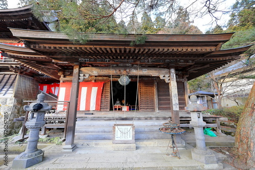 Rissyakuji Temple (Yamadera) a centuries-old Buddhist temple at Yamadera, Yamagata, Japan photo