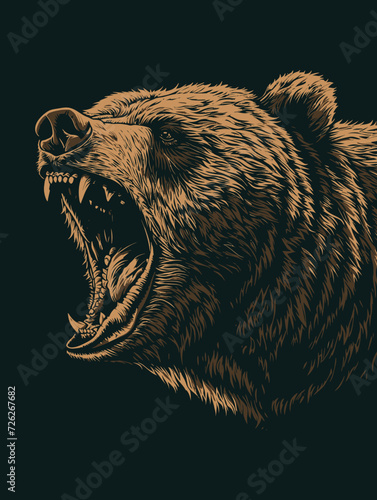 Bear Roaring for Tshirt Design Style