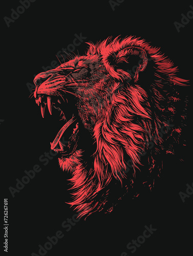 Lion Roar Potrait Illustration  For Shirt Design