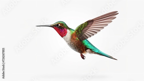 Hummingbird in Flight Isolated on White Background - Adorable Avian Beauty   © zahidcreat0r