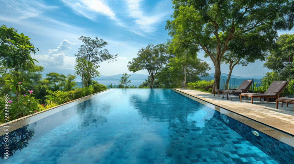 Swimming pool with natural landscape