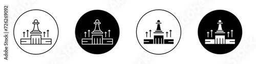 Archive market leadership icon set. Market Leadership Strategy Management Chess vector symbol in a black filled and outlined style. Tech Venture Strategic Chess Sign.