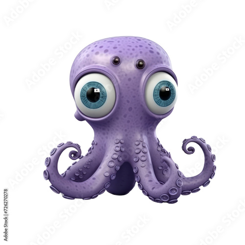 Cartoon Octopus PNG Cutout, Generative AI
