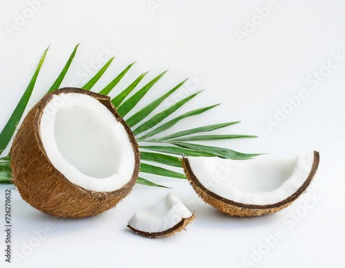 Generated image whole and sliced coconut isolated on white background