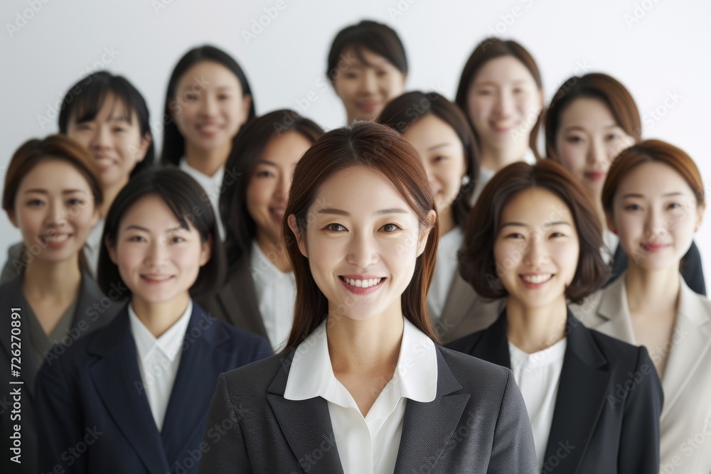 日本人の女性会社員のグループ・チームのイメージ(チームワーク・仲間・全社) 日本人の女性会社員のグループ・チームのイメージ(チームワーク・仲間・全社)