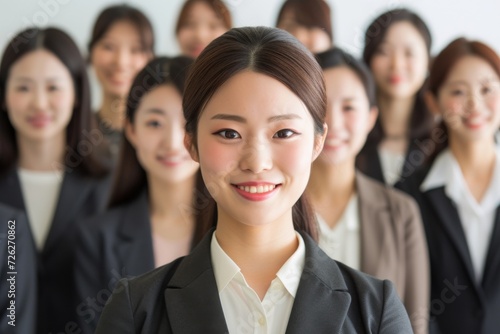 日本人の女性会社員のグループ・チームのイメージ（チームワーク・仲間・全社） © Maki_Japan