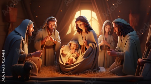 Nativity Scene Cartoon Illustration - Generative Artistry   © zahidcreat0r