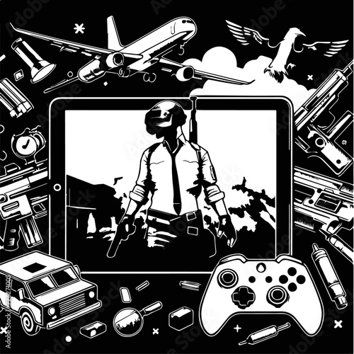 PUBG Warfare Vector Illustration: Battle Royale Adventure