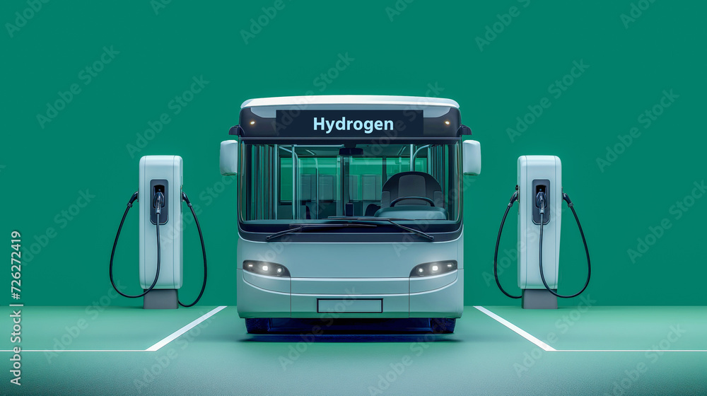 Shuttle bus on Hydrogen chargepoint station. City bus powered H2. Stock ...