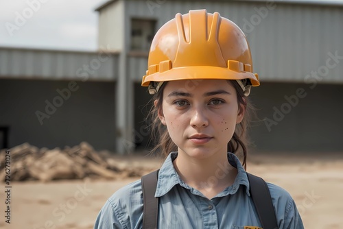 Cute Female Professional on Site, Wearing Hard Hat