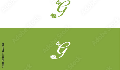 Logo, eco style, minimal, Black and white, Branding, G brand, Green, Parsley