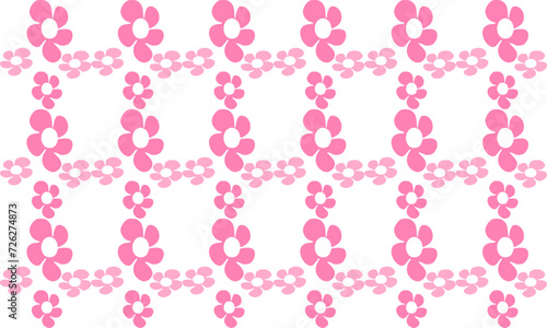 Seamless floral pattern. Pink flowers on a white background, two tone pink flowers grid repeat style, replete image design for fabric printing patter 